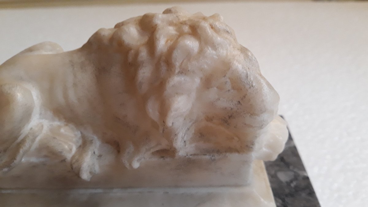 Pair Of Alabaster Lions -photo-8