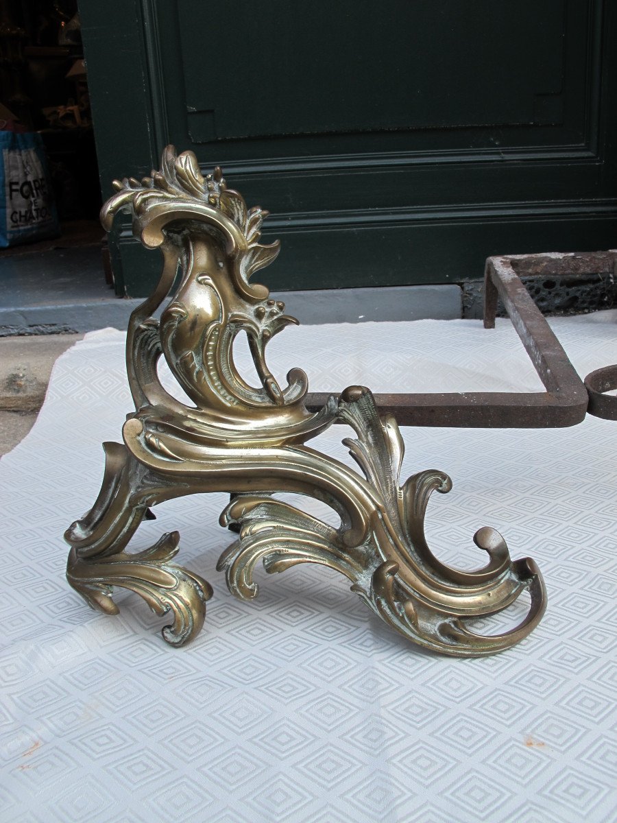 Pair Of Rococo Style Andirons -photo-2