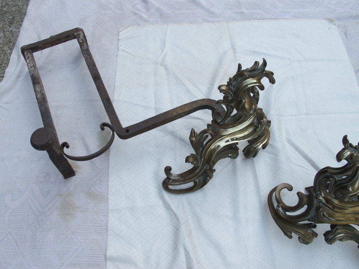 Pair Of Rococo Style Andirons -photo-3