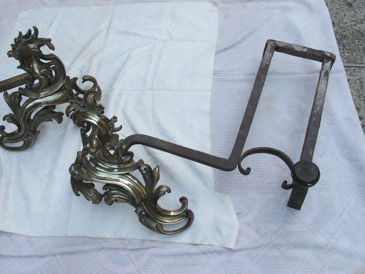 Pair Of Rococo Style Andirons -photo-4