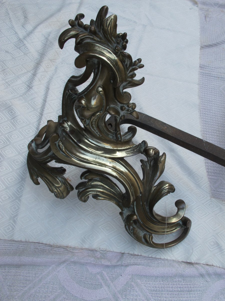 Pair Of Rococo Style Andirons -photo-2