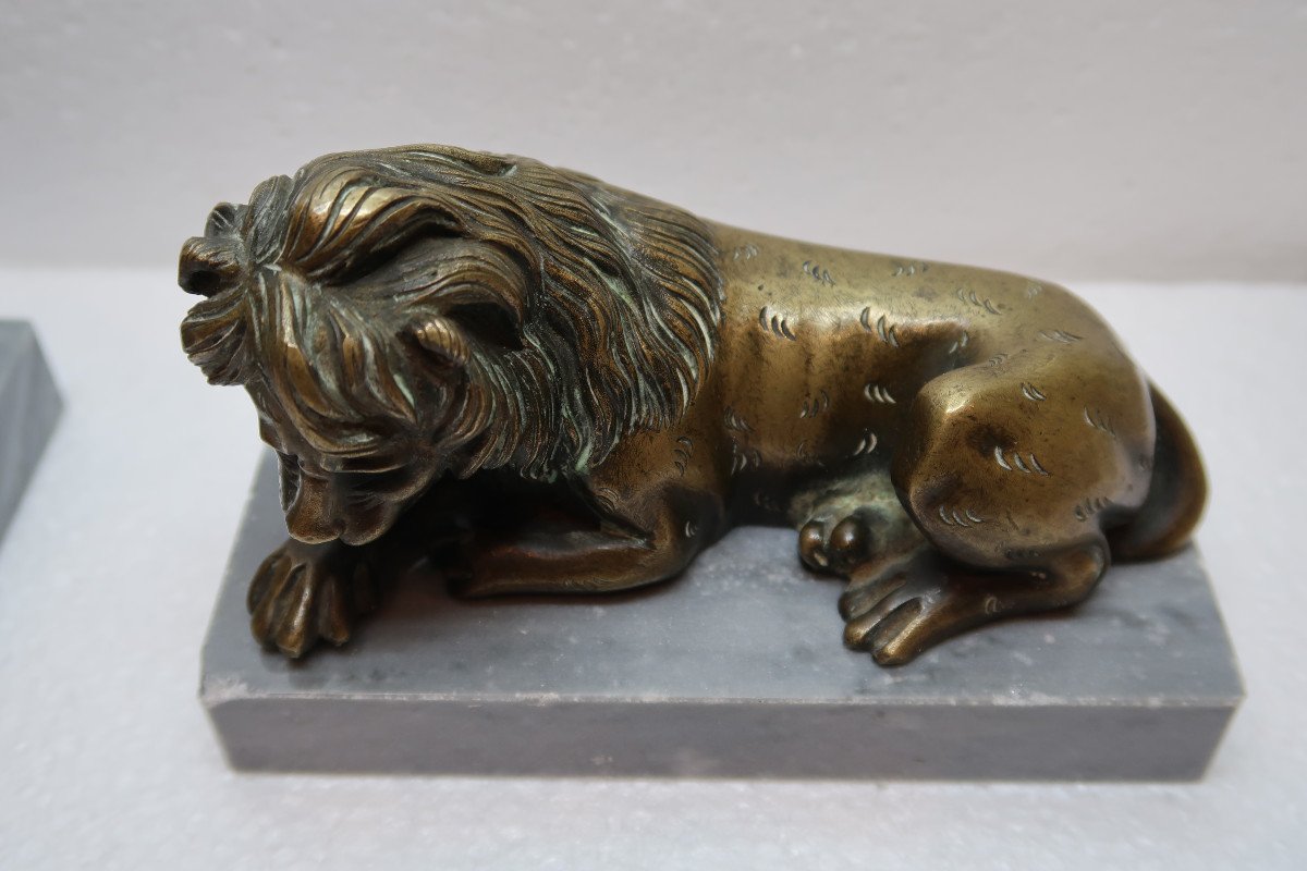 Pair Of Bronze Lions 19th Century-photo-2