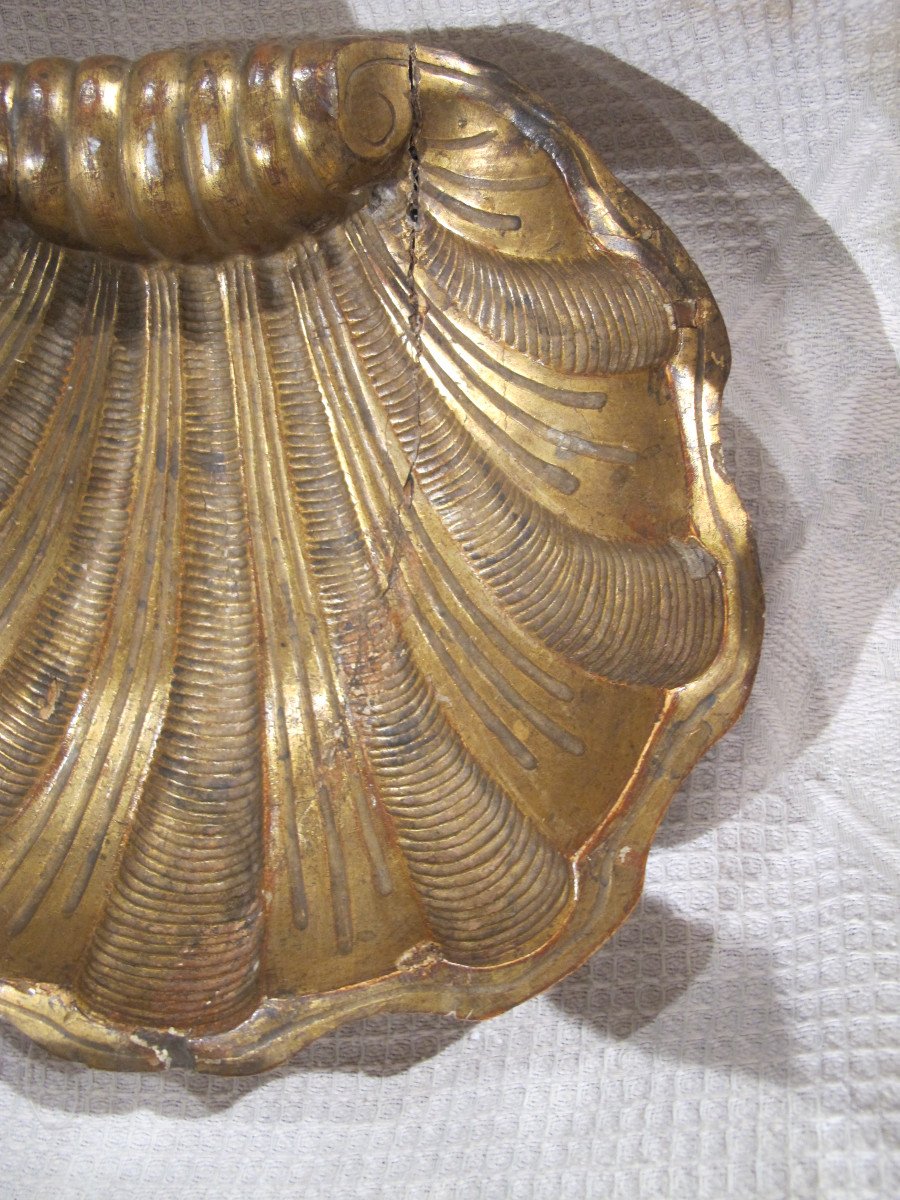 Gilded Wooden Shell End Of 18th Century - Beginning Of 19th Century-photo-2