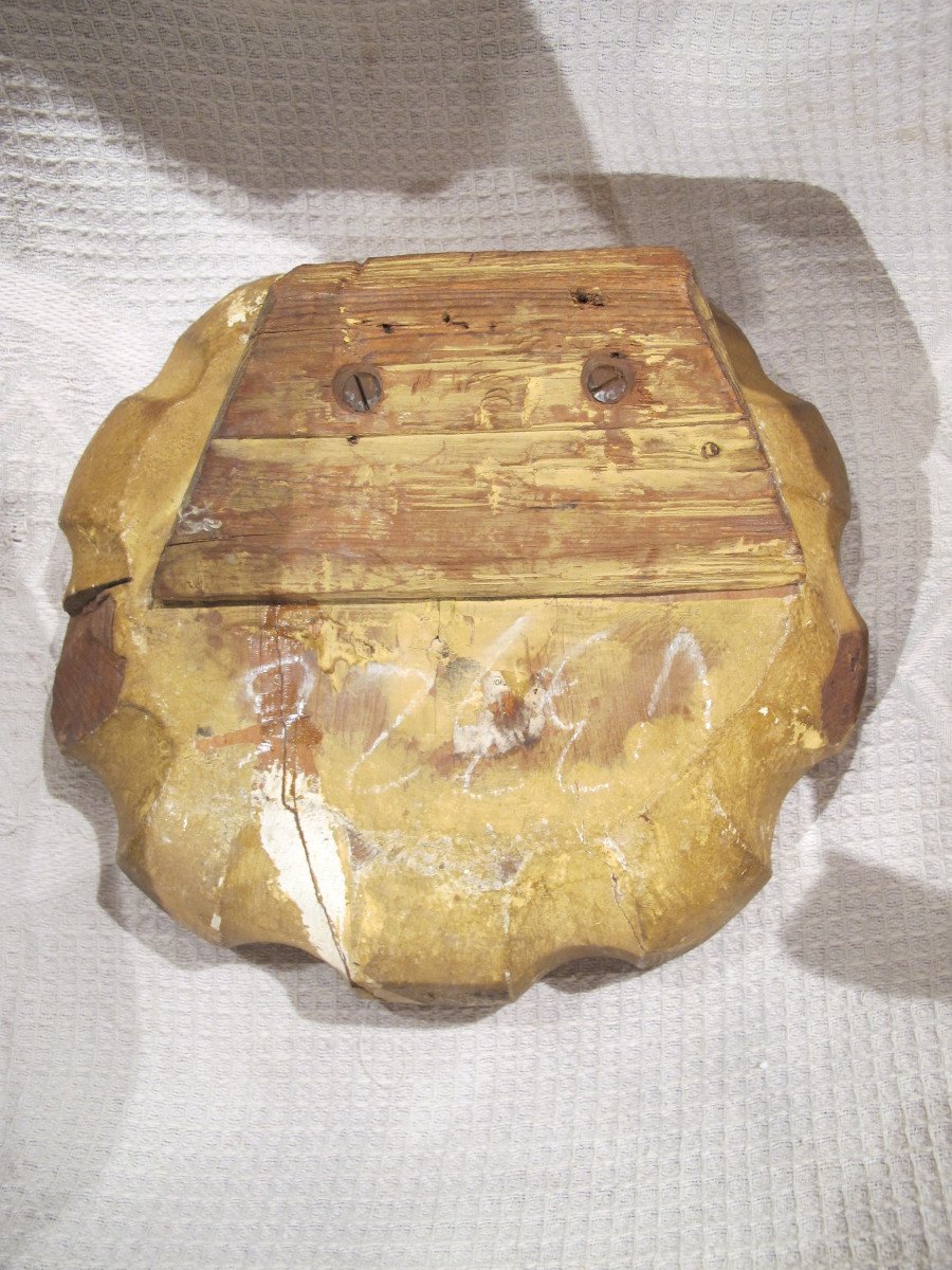 Gilded Wooden Shell End Of 18th Century - Beginning Of 19th Century-photo-1