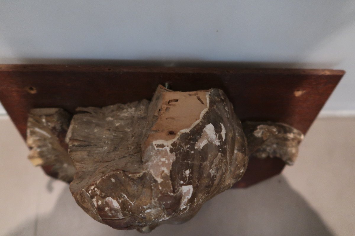 18th Century Gilded Wooden Angel Head-photo-1