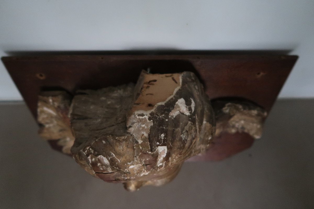 18th Century Gilded Wooden Angel Head-photo-2