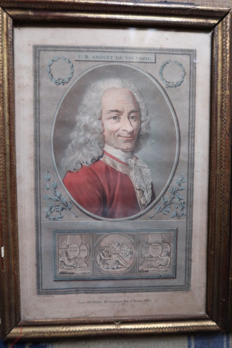 Pair Of Engravings: Voltaire And Molière-photo-2