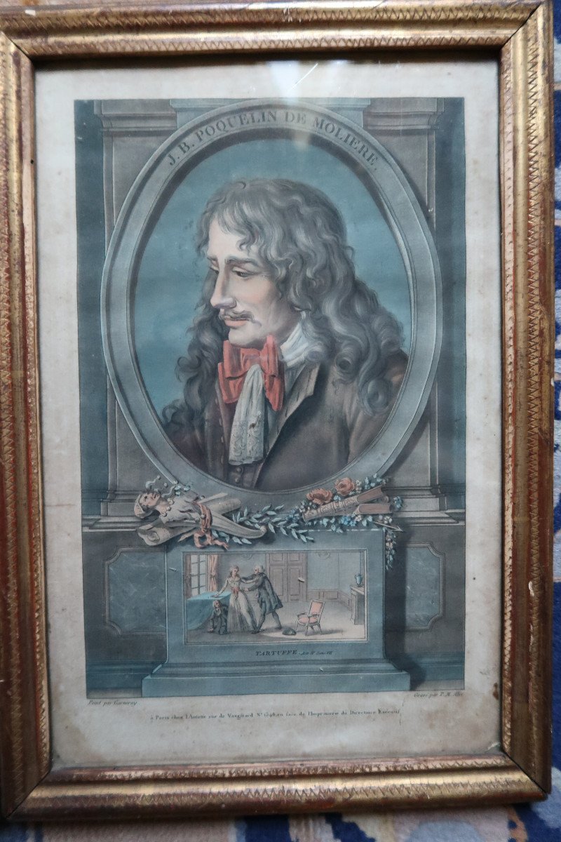 Pair Of Engravings: Voltaire And Molière-photo-3