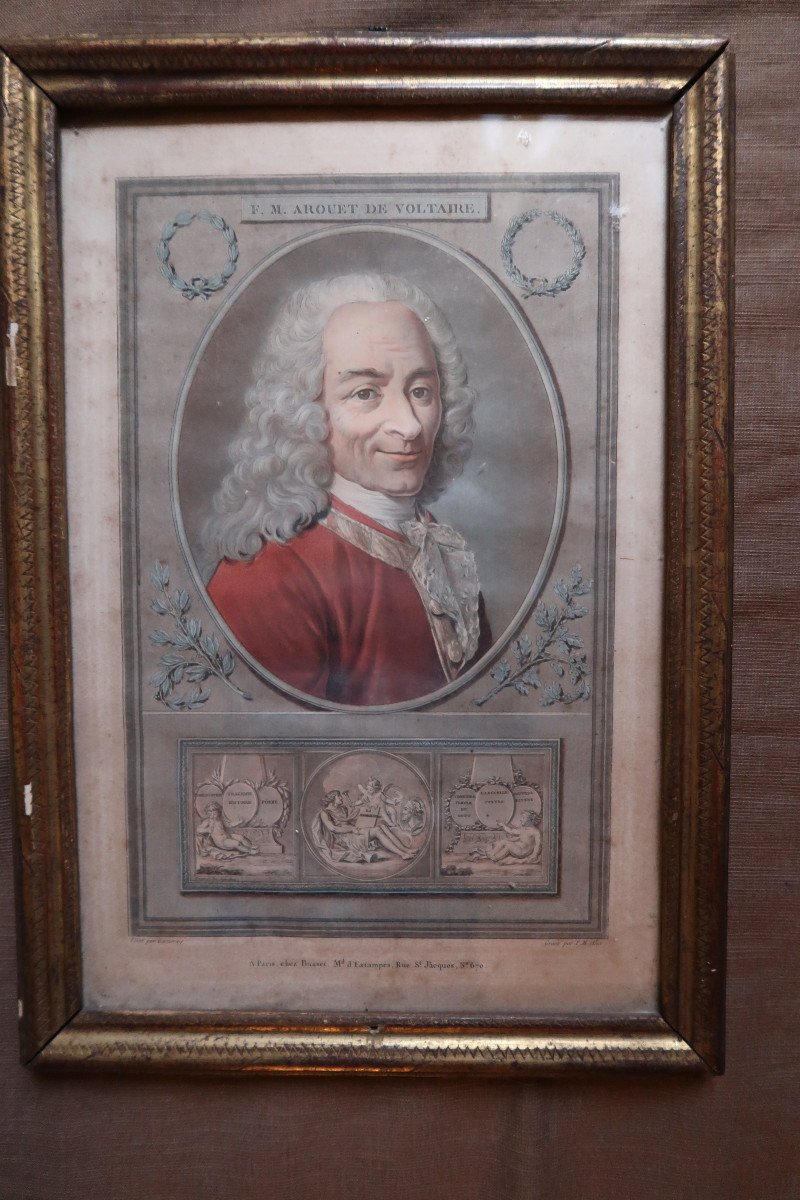 Pair Of Engravings: Voltaire And Molière-photo-1