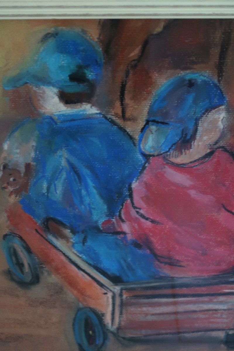 Tableau  " Enfants Jouant Dans Une Voiture "-photo-2