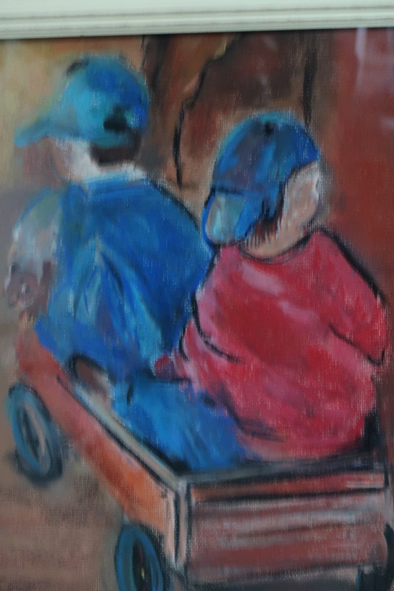 Tableau  " Enfants Jouant Dans Une Voiture "-photo-4