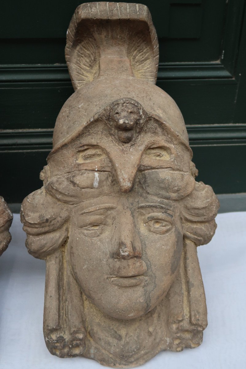 Paire De Mascarons à Décor De Têtes De Femmes-photo-3