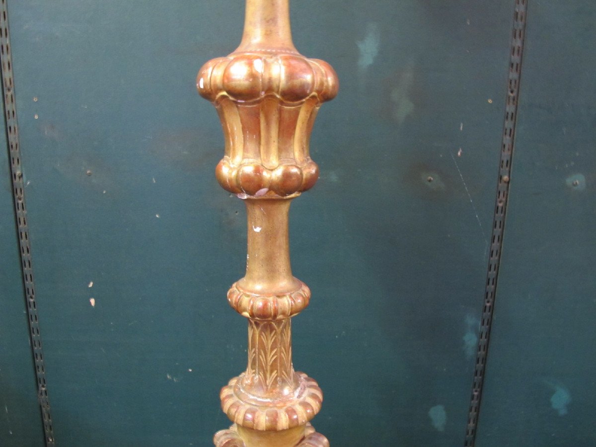 18th Century Gilded Wood Candlestick-photo-4