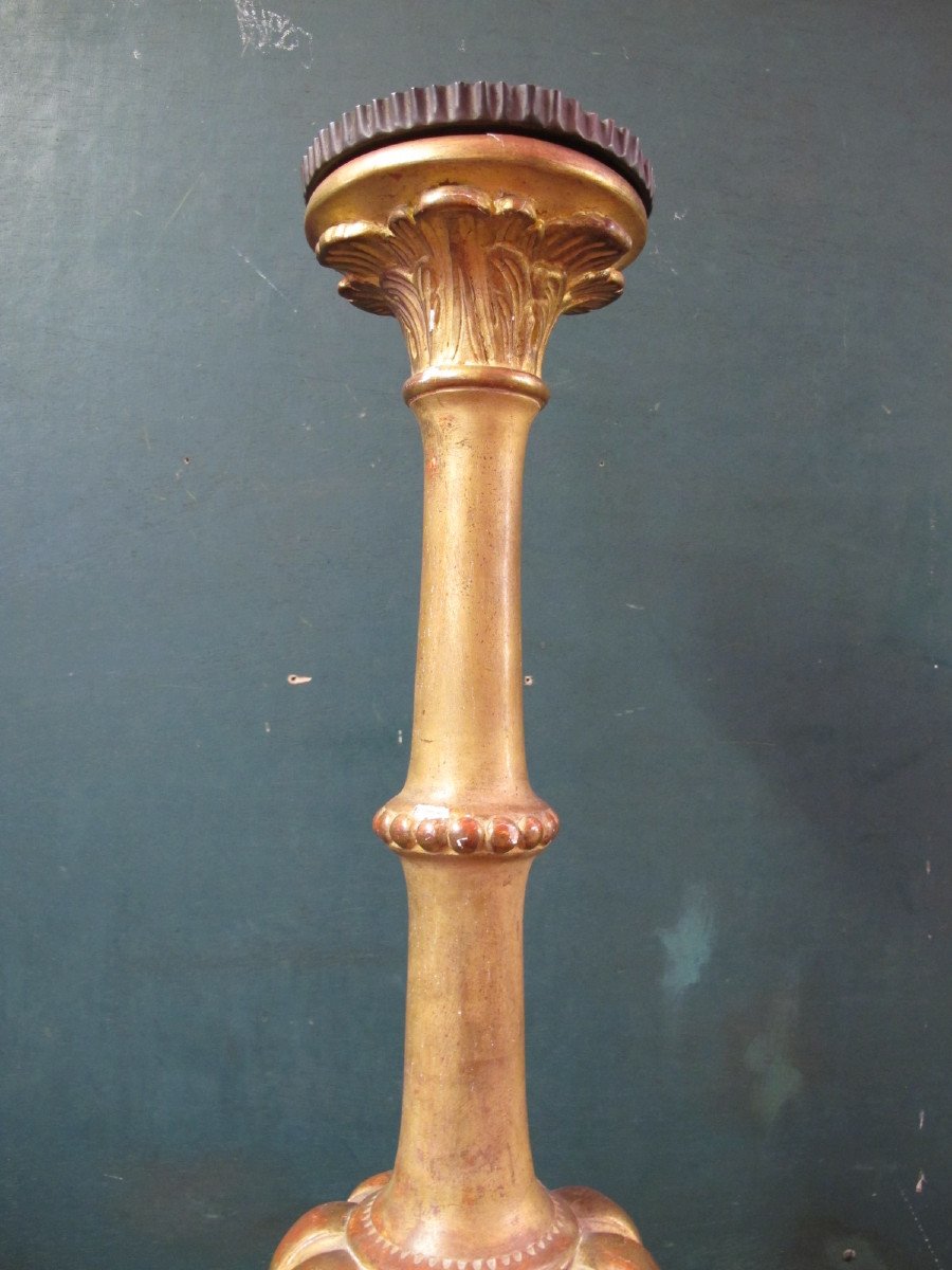 18th Century Gilded Wood Candlestick-photo-1