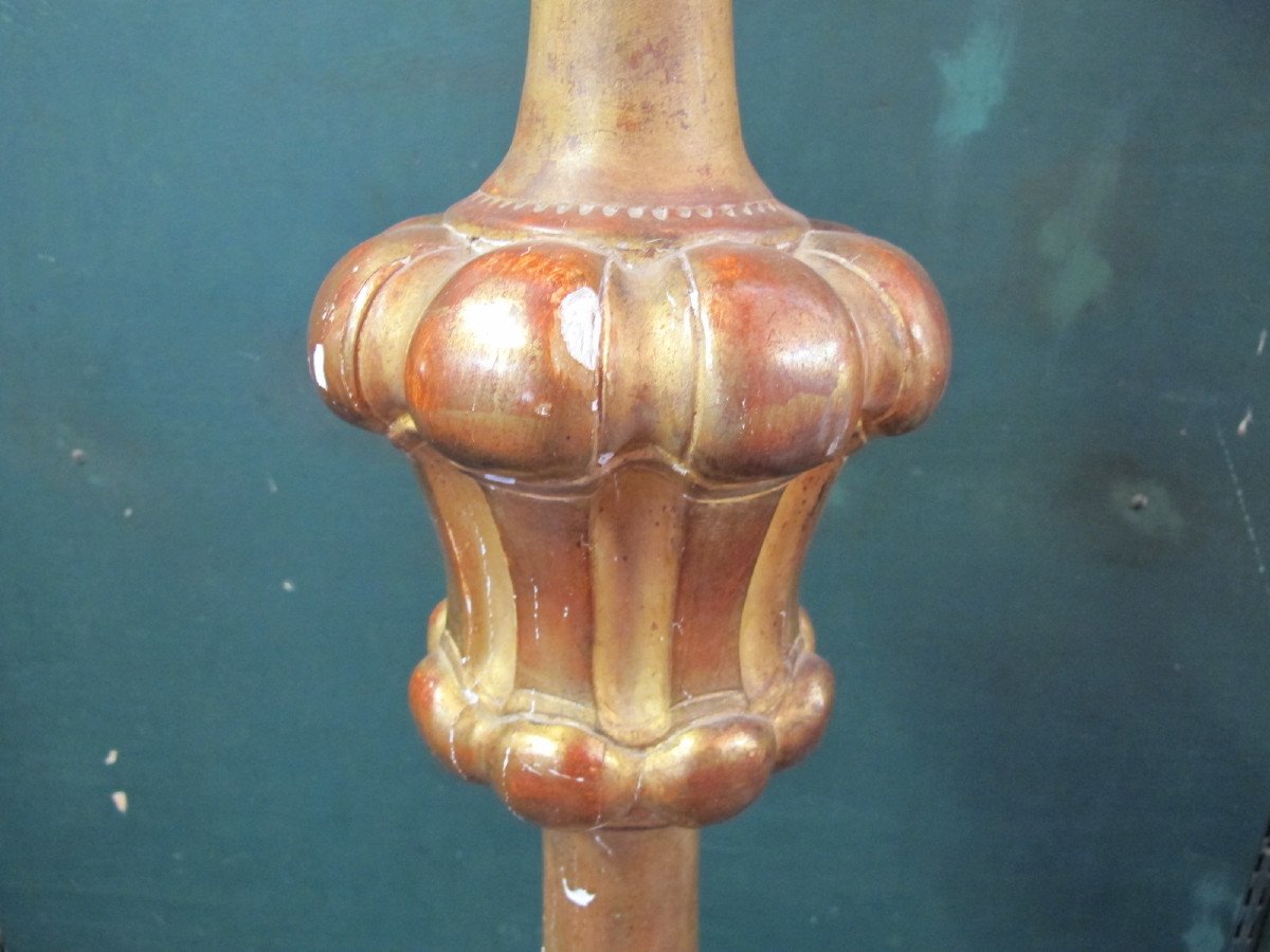 18th Century Gilded Wood Candlestick-photo-2