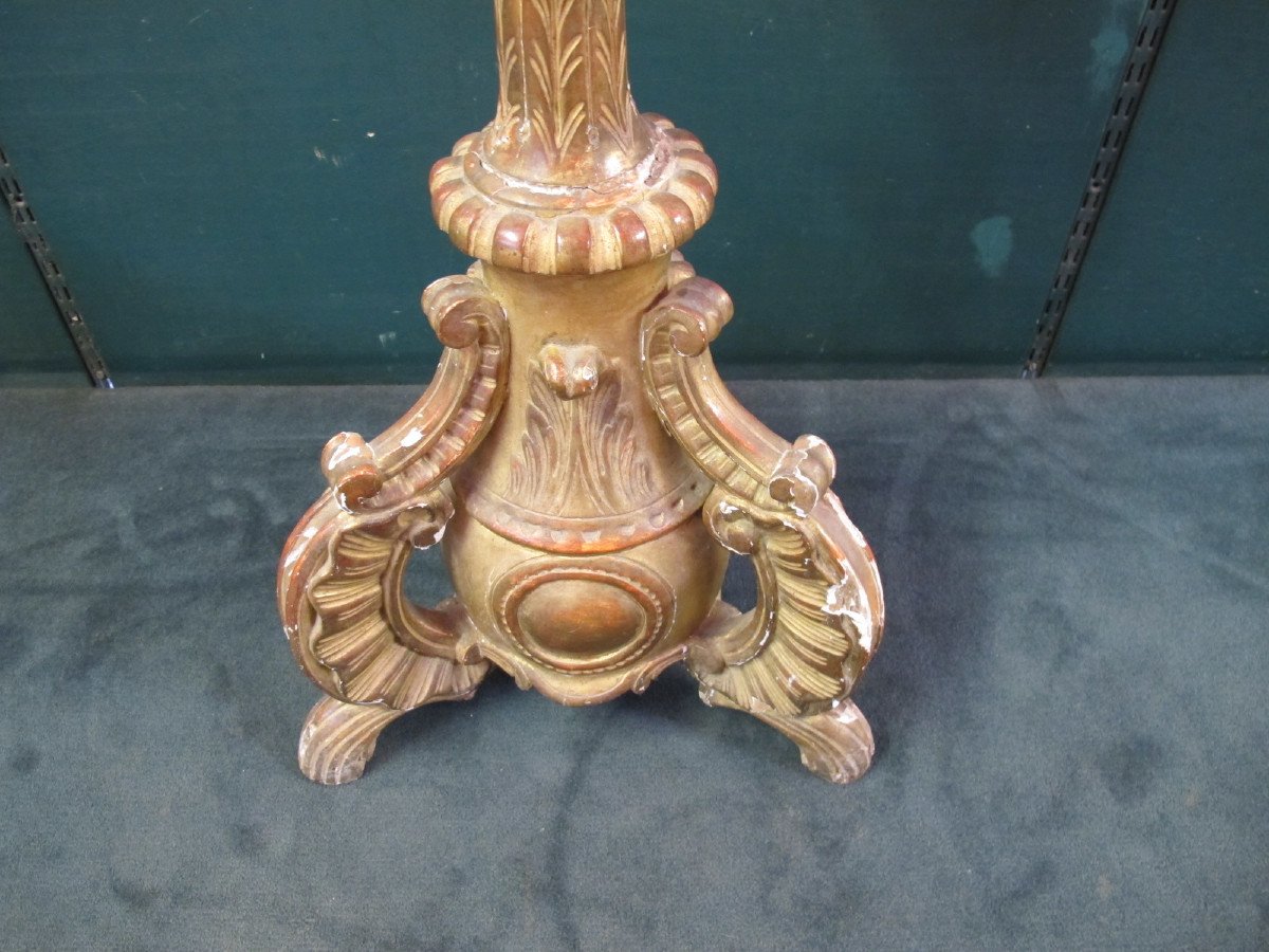 18th Century Gilded Wood Candlestick-photo-3