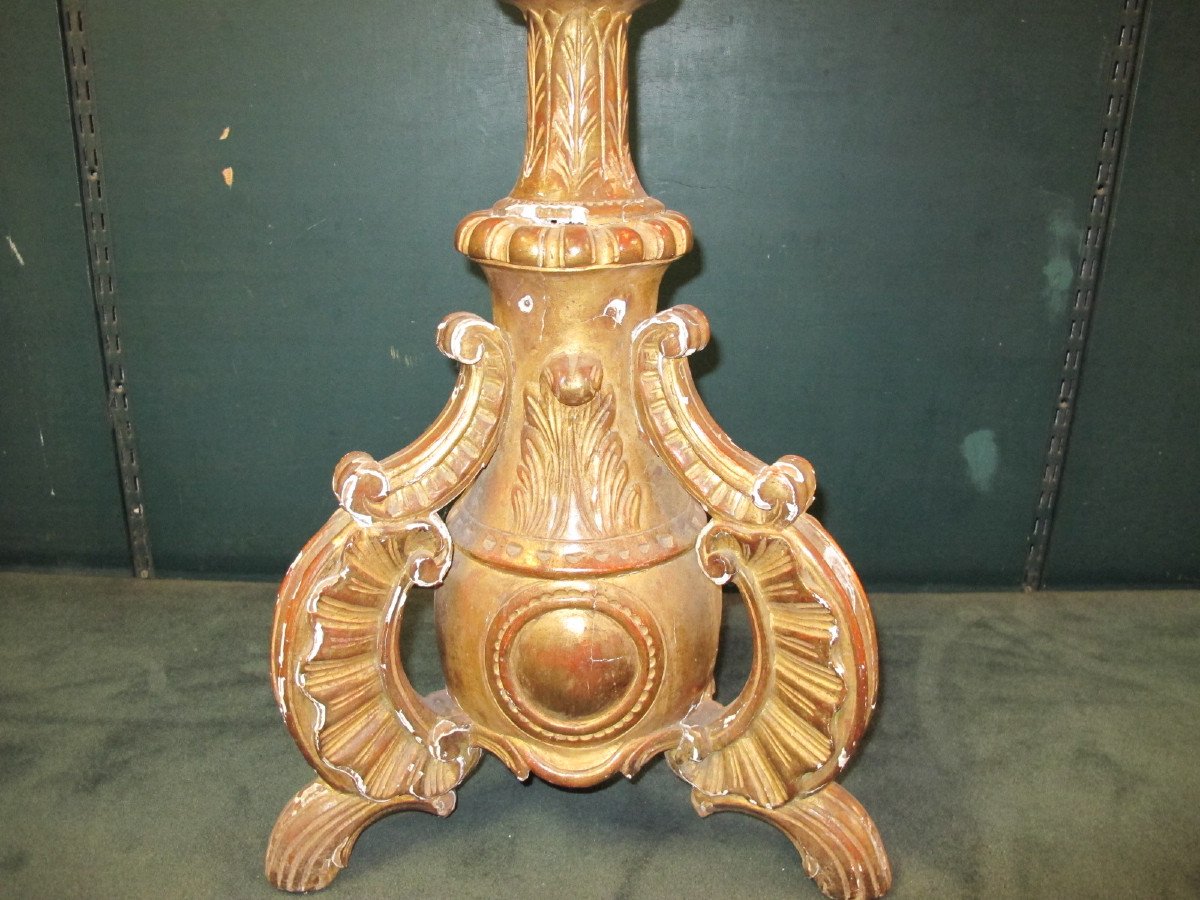 18th Century Gilded Wood Candlestick-photo-5