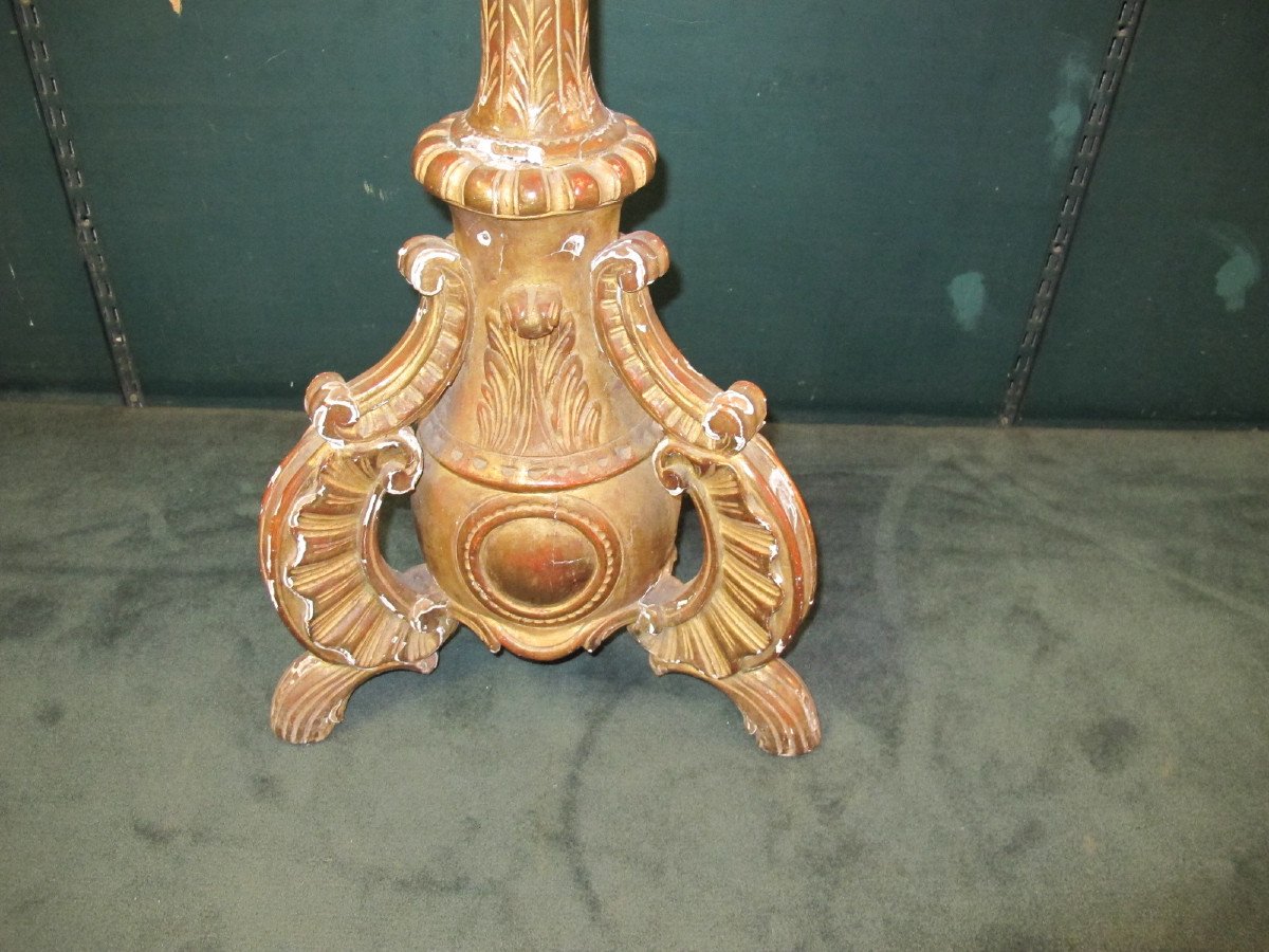 18th Century Gilded Wood Candlestick-photo-6