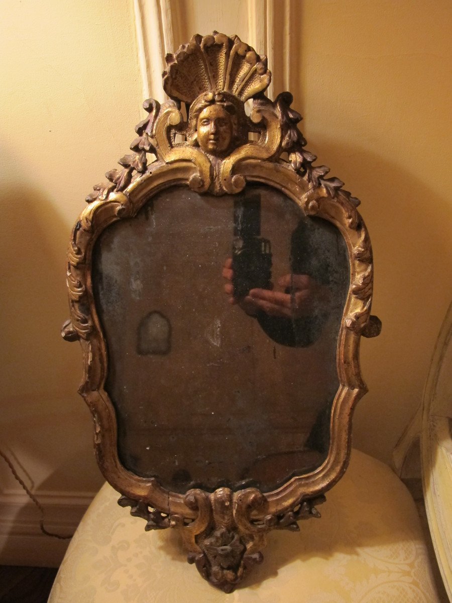 Miroir En Bois Doré  XVIII-photo-7