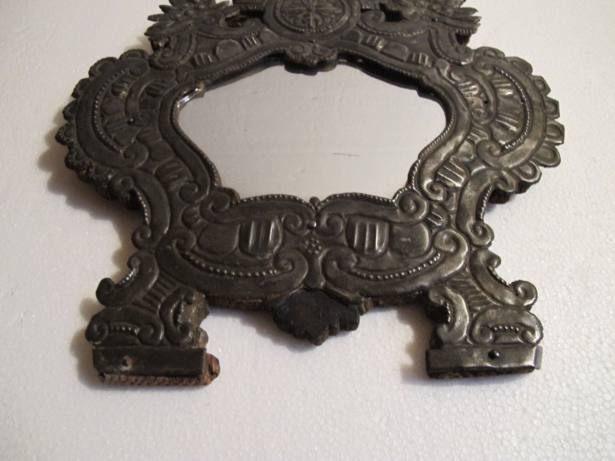 Repoussé Iron Mirror, Early 18th Century-photo-6