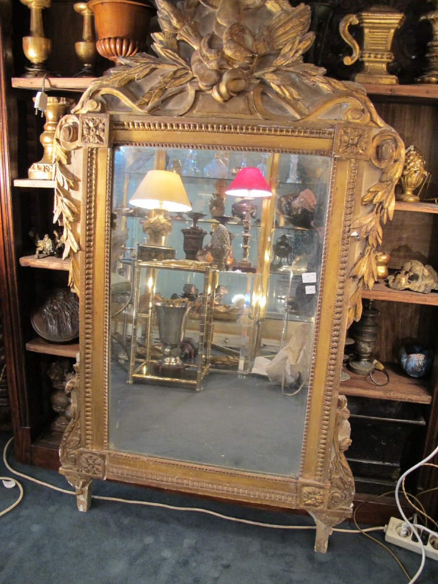 Miroir En Bois Peint Et Doré  Epoque  Louis  XVI-photo-2