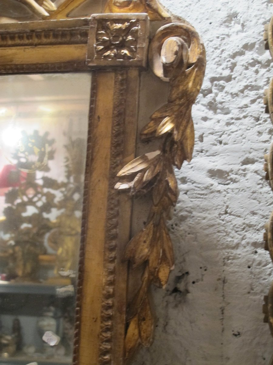 Miroir En Bois Peint Et Doré  Epoque  Louis  XVI-photo-6