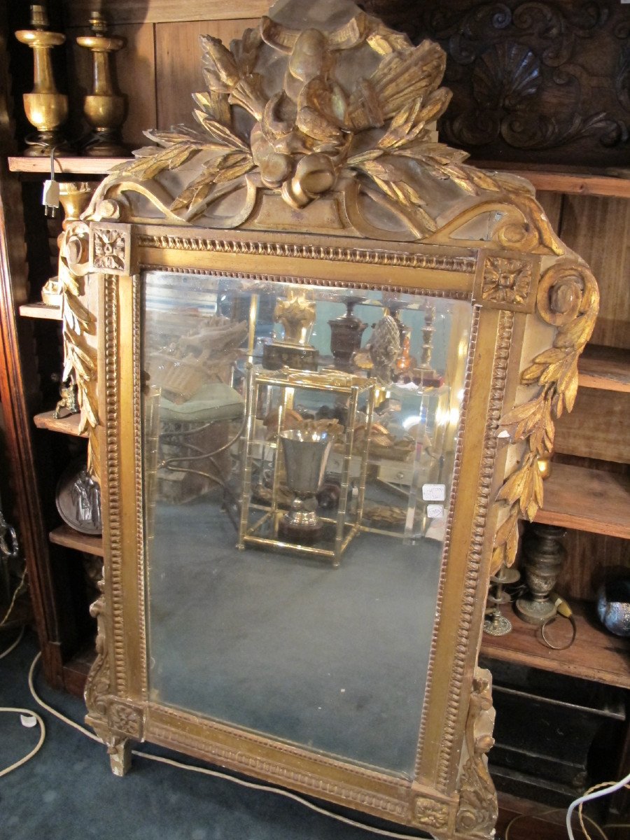 Miroir En Bois Peint Et Doré  Epoque  Louis  XVI