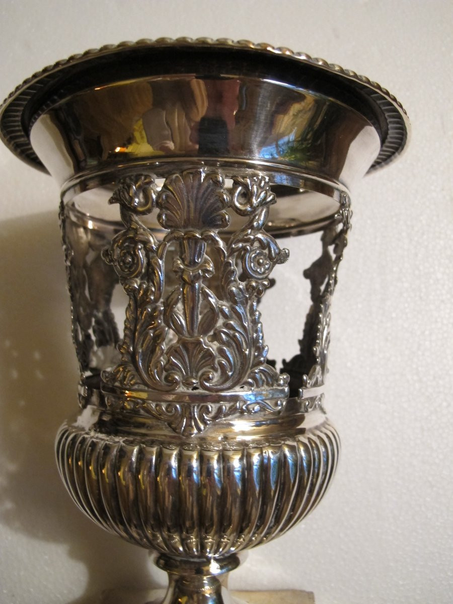 Paire De Vases Médicis En Plaqué Argent  XIX-photo-4