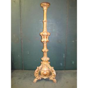 18th Century Gilded Wood Candlestick