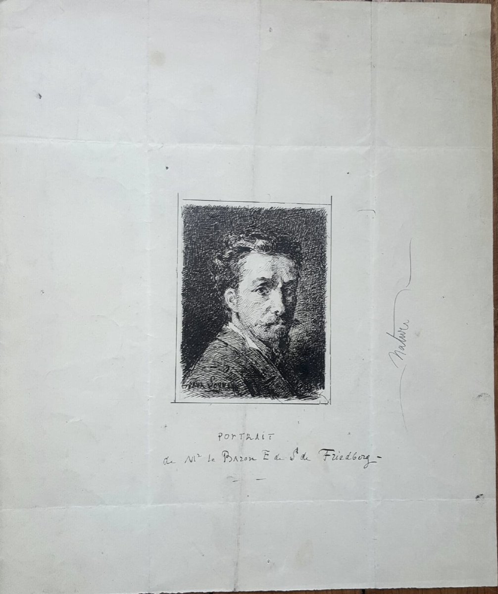 P. Soyer: Portrait Du Baron E. De S. De Friedberg, (encre)-photo-2