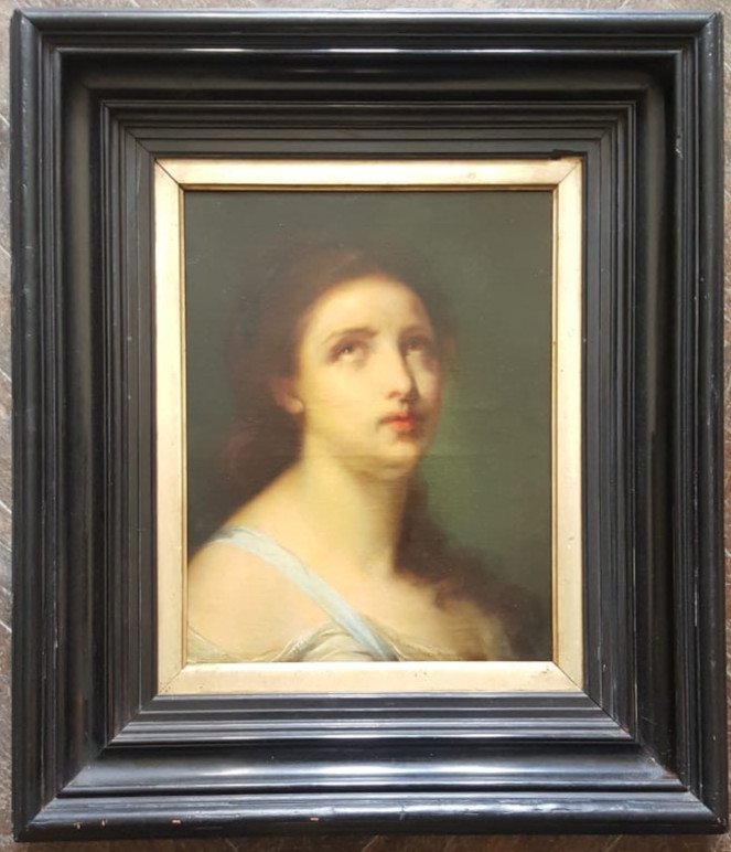 B. Delamotte: Portrait Of A Woman, Oil On Canvas-photo-2