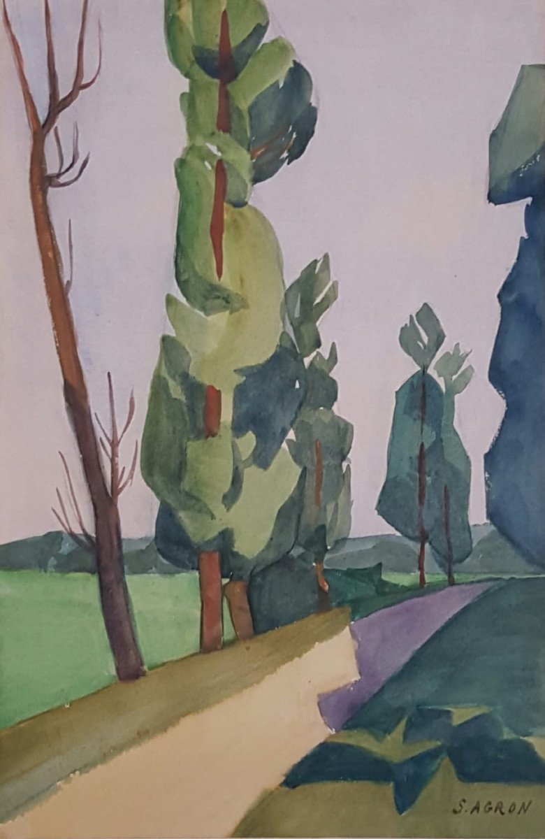 Suzanne Agron: Paysage, aquarelle