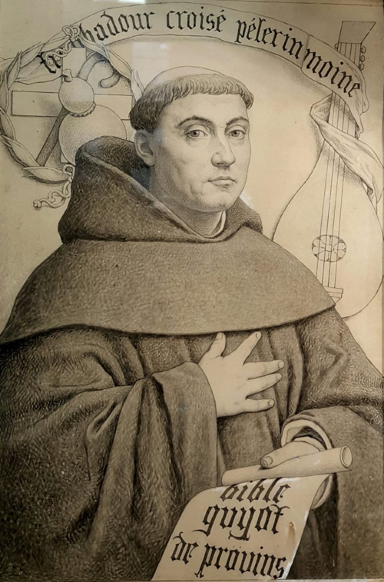 Pencil Drawing By Camille Bellanger: Portrait Of The Monk Guyot