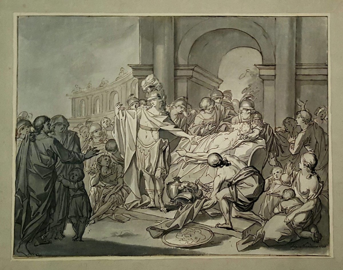 The Death Of Patroclus, Drawing By Auguste Nicodemo, 1786