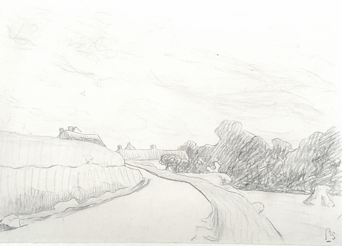 4 Drawings By Paul René Schutzenberger, Landscapes-photo-2