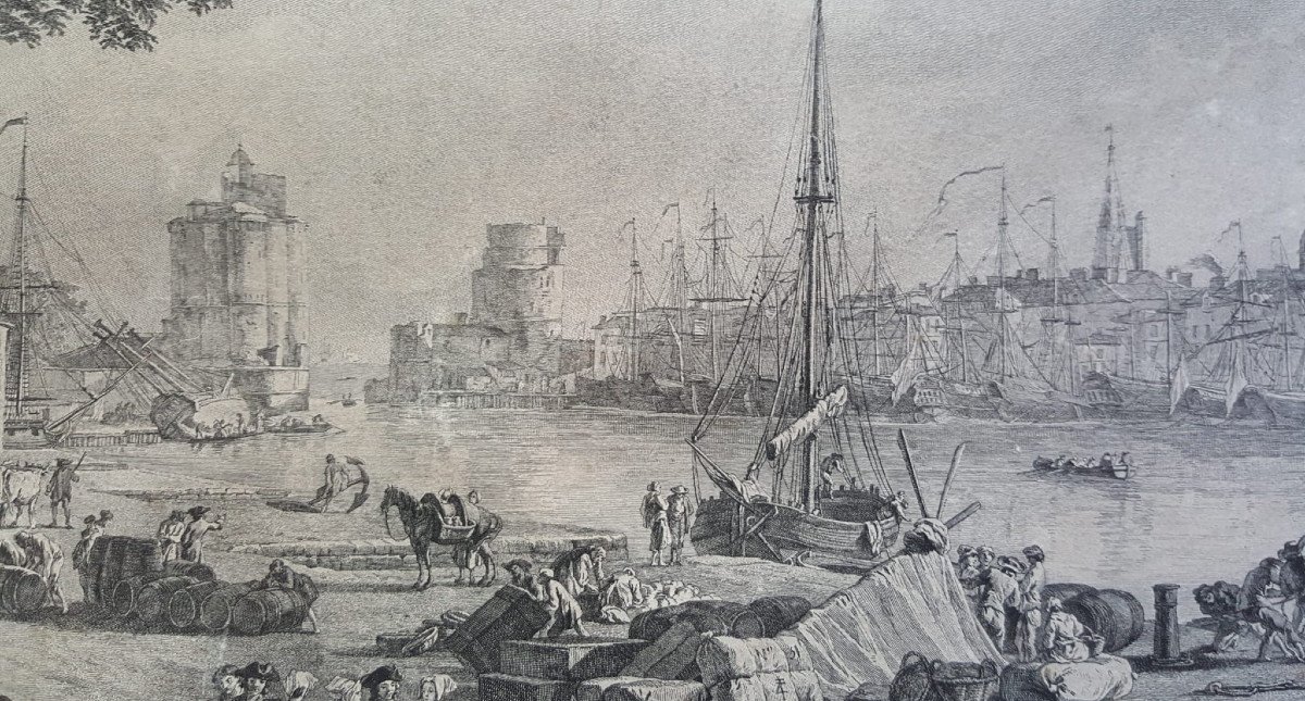 Le port de La Rochelle par J. Vernet ,gravé par C.N. Cochin Filius et J. Ph. Le Bas (gravure)-photo-1