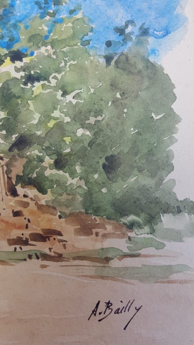 Paysage andalou, aquarelle d'Alexandre Bailly-photo-3