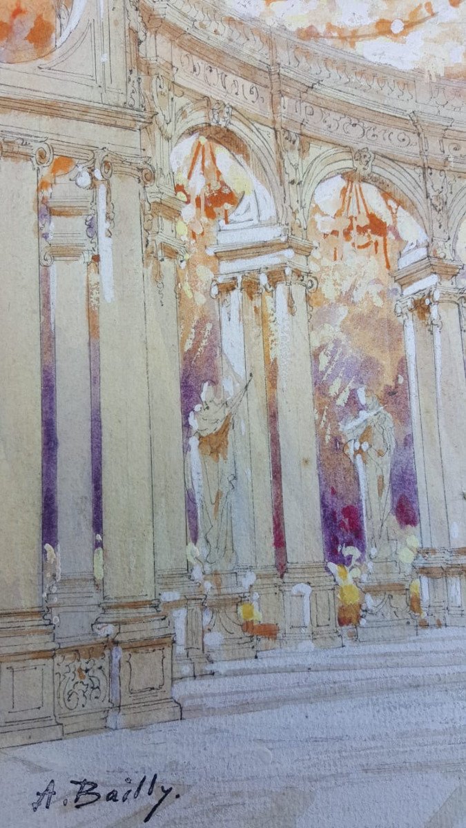 Décor de théatre, Aquarelle d'Alexandre Bailly-photo-2