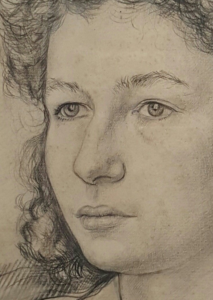 Drawing By Jean Commère, Portrait Of A Woman-photo-3