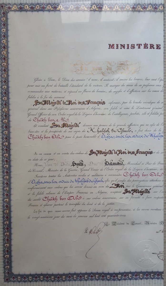 War Ministry Document, Appointment To The Post Of Agha Signed By Soult, 1843-photo-1