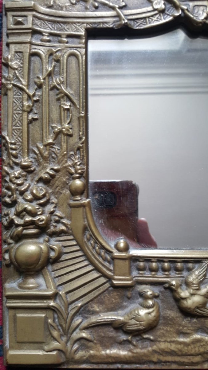 Miroir en bronze, signé Péré, 1917-photo-4