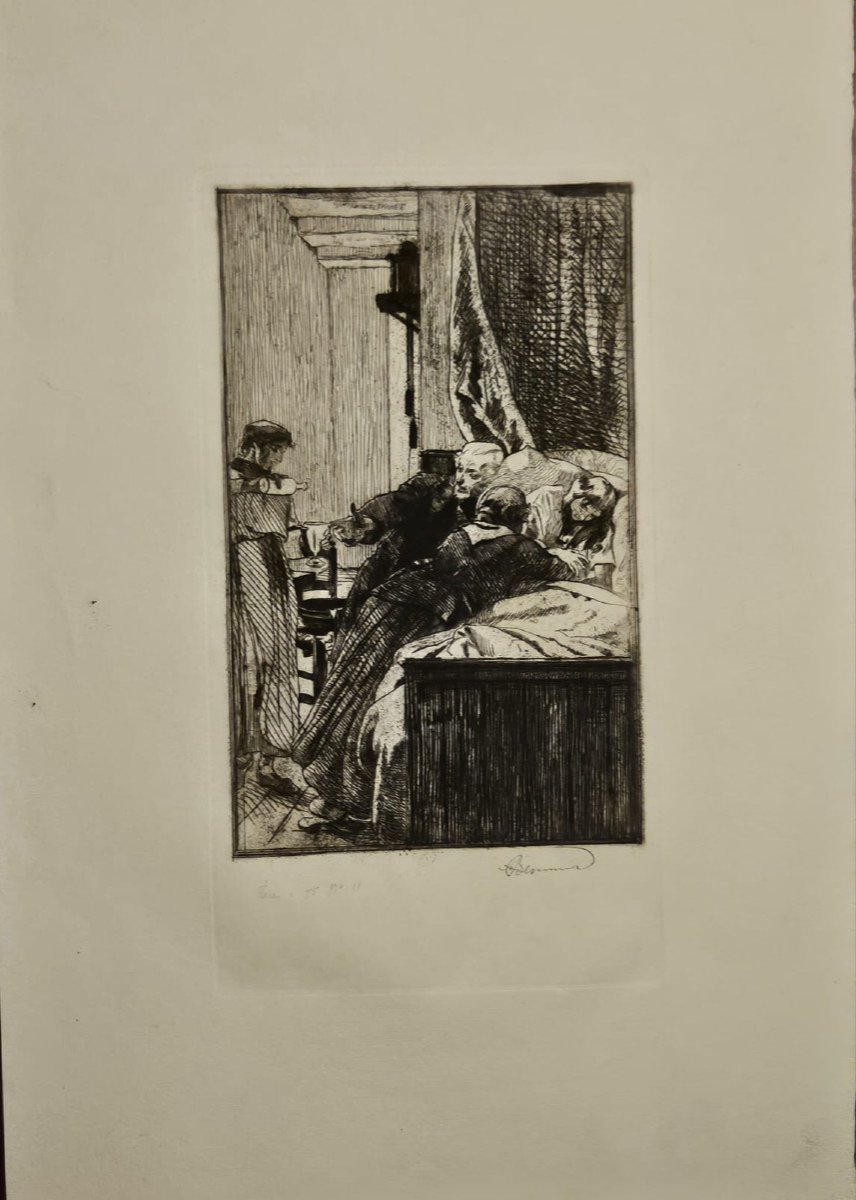 La maladie, gravure d'Albert Besnard, 1884