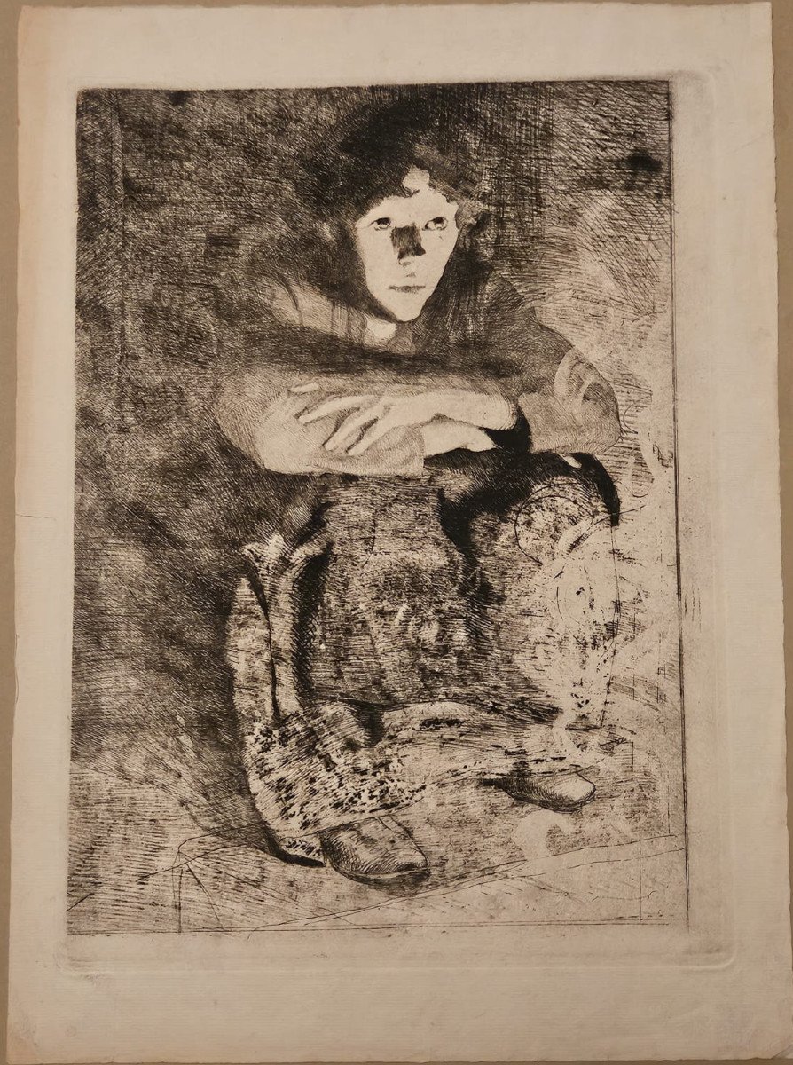 Dans Les Cendres, Gravure d'Albert Besnard, 1887