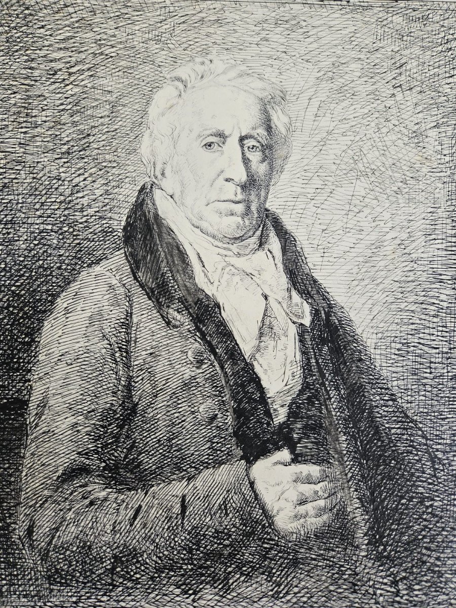 Portrait d'homme, plume de A.Simoneau, XIXème-photo-2