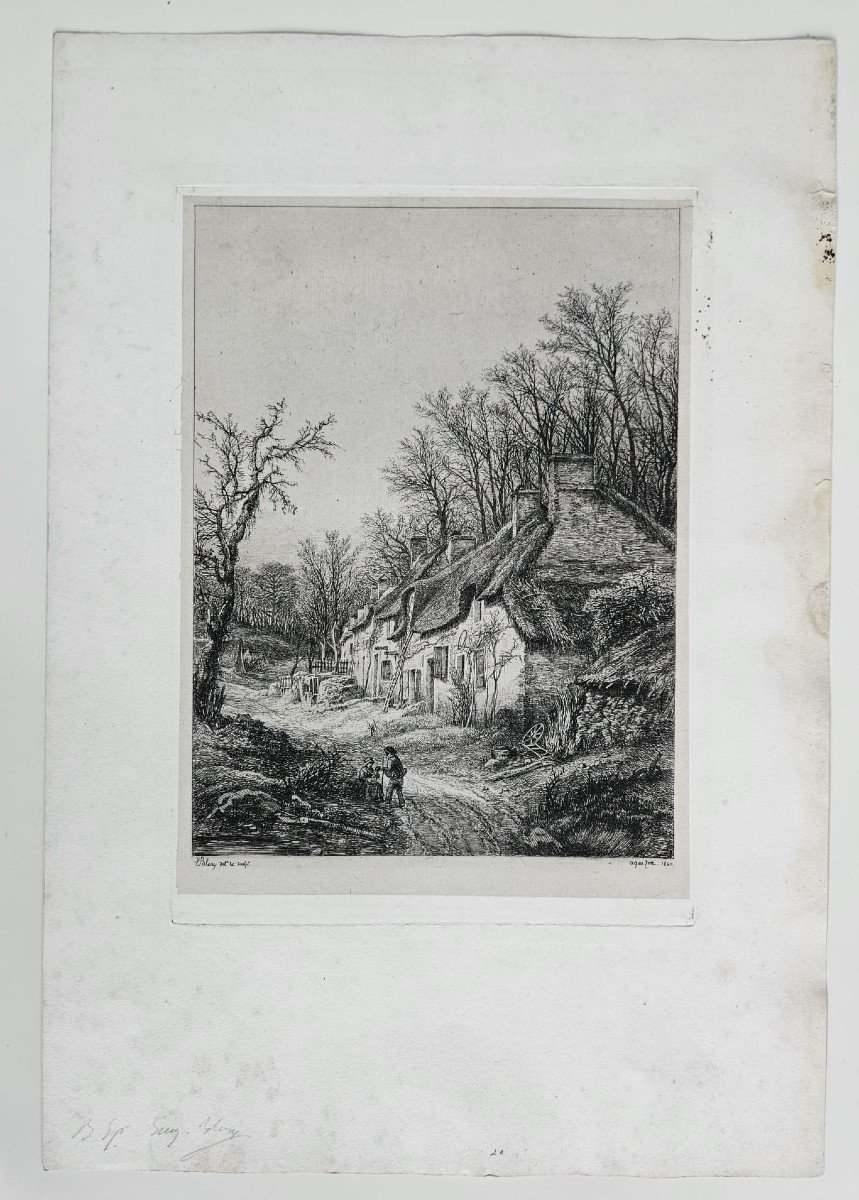 Thatched Cottage, Engraving By Eugène Bléry, 1840