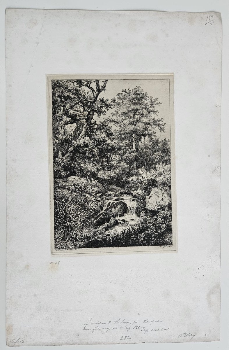 The Senlisse Stream, Near Dampierre, Engraving On Chine Appliqué By Eugène Bléry, 1846