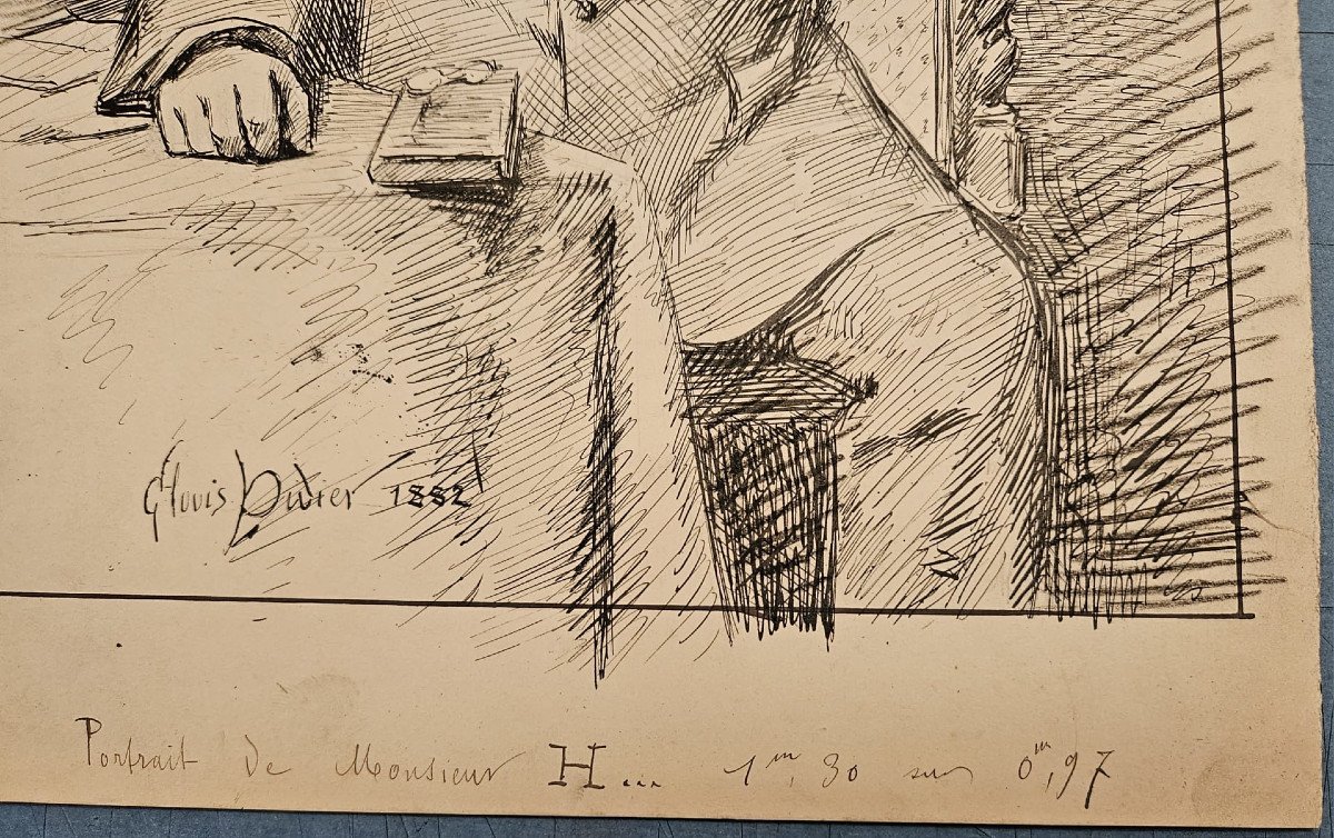 Portrait Of Doctor J. Langlebert, Pen And Pencil Drawing By Clovis Didier, 1882-photo-2