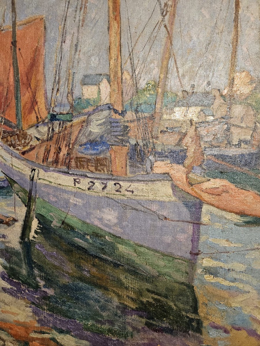 Albert Grenier: Marine au port, 1912, huile sur toile-photo-2