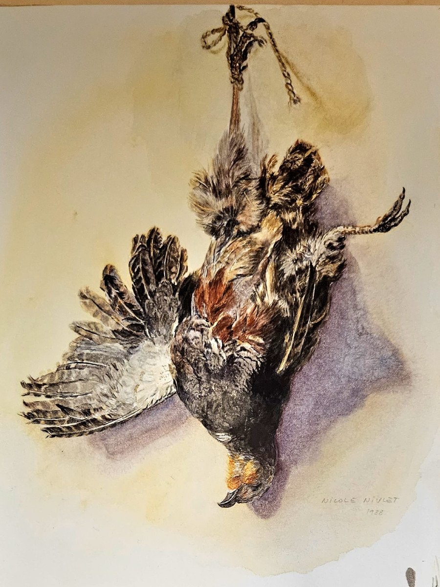 The Dead Partridge Of Wenix, Watercolor By Nicole Nivlet, 1988