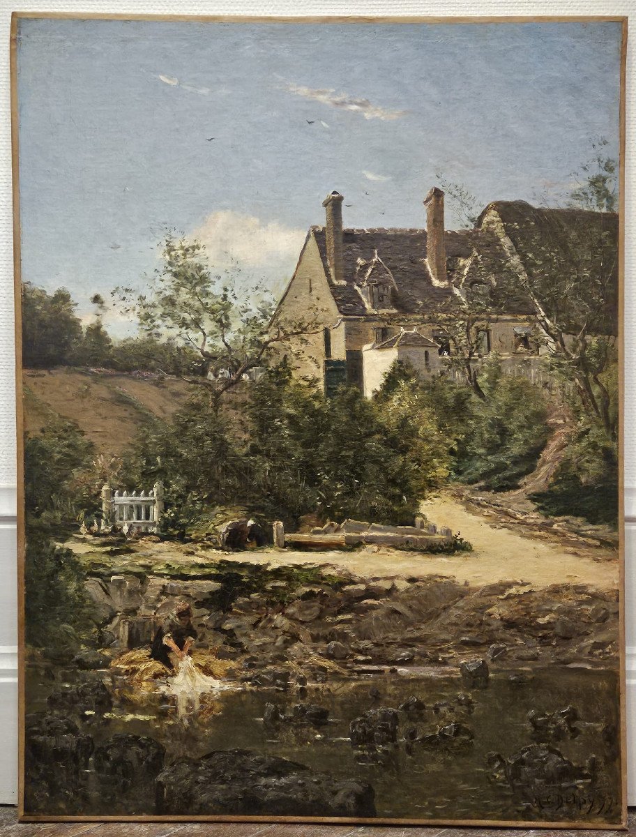 Les Bords De l'Anguison à Corbgny Par Hippolyte Camille Delpy, Huile Sur Toile, 1877